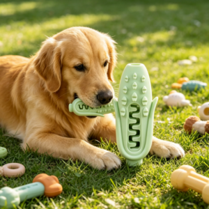 Corn-Shaped Dog Chew Toy, Silicone Dental Cleaning Stick, Interactive Pet Toy
