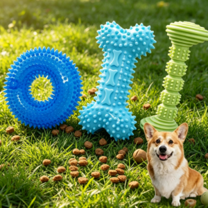 3 Pack Puppy Teething Toys, Soft Durable Chew Toys with Squeaky and Treat Dispensing Design