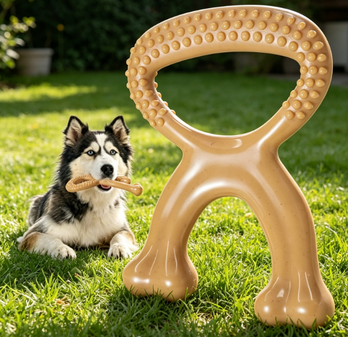 Durable Nylon Dog Bone Chew Toy, Dental Care Cleaning Toy for Interactive Chewing - Image 2