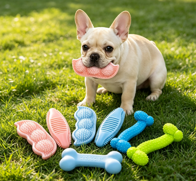 6 Pack Puppy Teething Chew Toys, Rubber Bone Shape Toys for Teeth Cleaning and Teething Relief