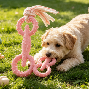 Slipper-Shaped Dog Chew Toy, Knotted Ring Teething Stick, Dental Cleaning Interactive Toy