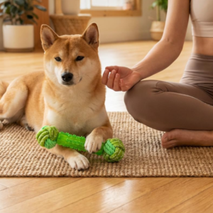 Rope Ball Dog Toy, Bone Chew Toy with Teeth Cleaning Texture, Interactive Dental Toy