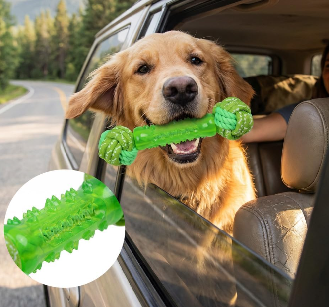Rope Ball Dog Toy, Bone Chew Toy with Teeth Cleaning Texture, Interactive Dental Toy - Image 2