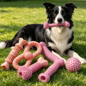 3 Pack Rubber Dog Chew Toys, Fillable Freezable Interactive Toys for Dental Cleaning