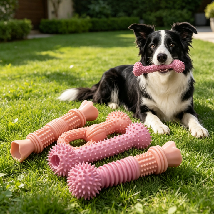 3 Pack Rubber Dog Chew Toys, Fillable Freezable Interactive Toys for Dental Cleaning - Image 2