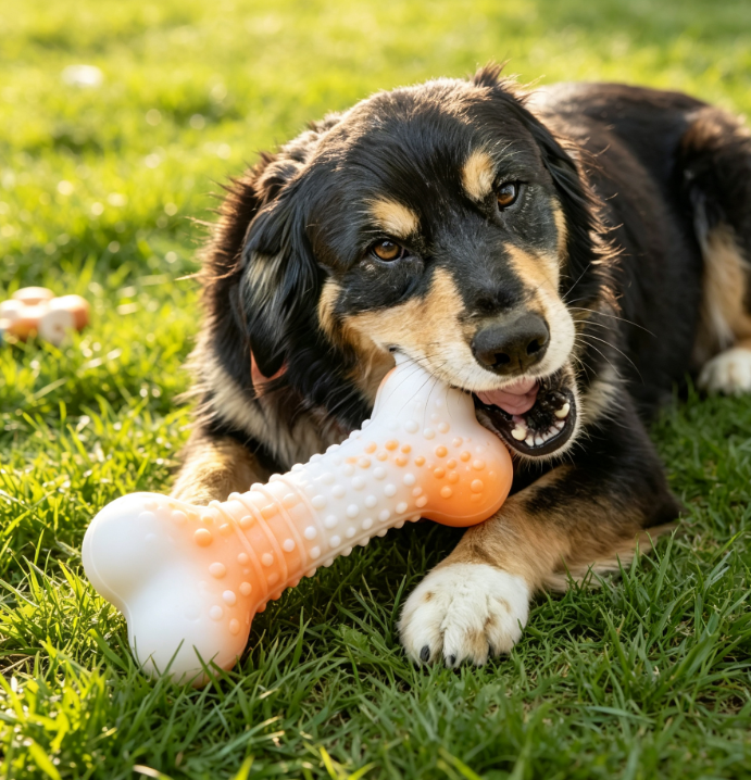 Textured Dog Bone Chew Toy, Long-Lasting Dental Cleaning Toy, Durable Oral Care Pet Toy