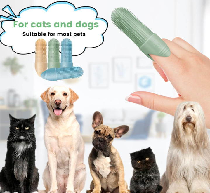 4 Pack Silicone Finger Toothbrush Set for Dogs and Cats, 360° Teeth Cleaning Brush for Pet Oral Care - Image 2